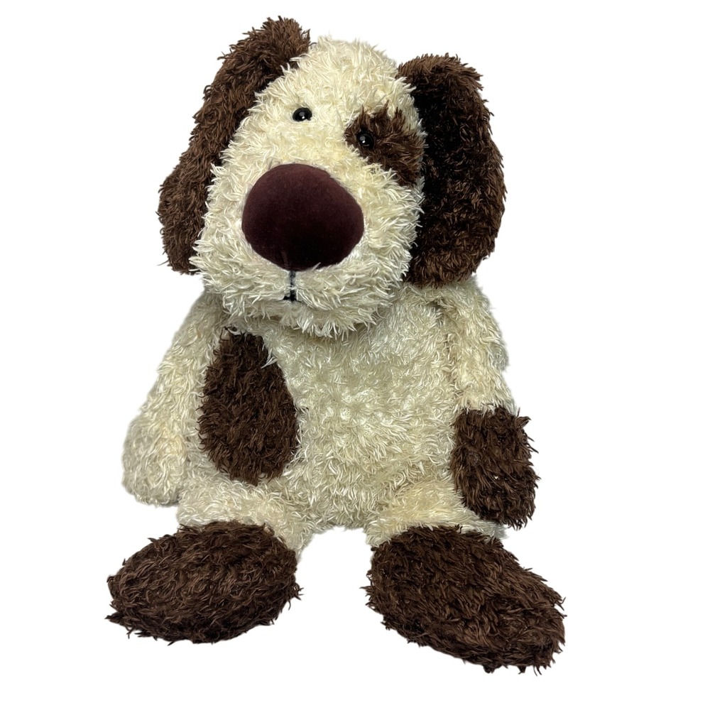 Jellycat Bunglie Malcolm Mutt Puppy Dog Plush Cream Brown Spotted Shaggy‎ 14"